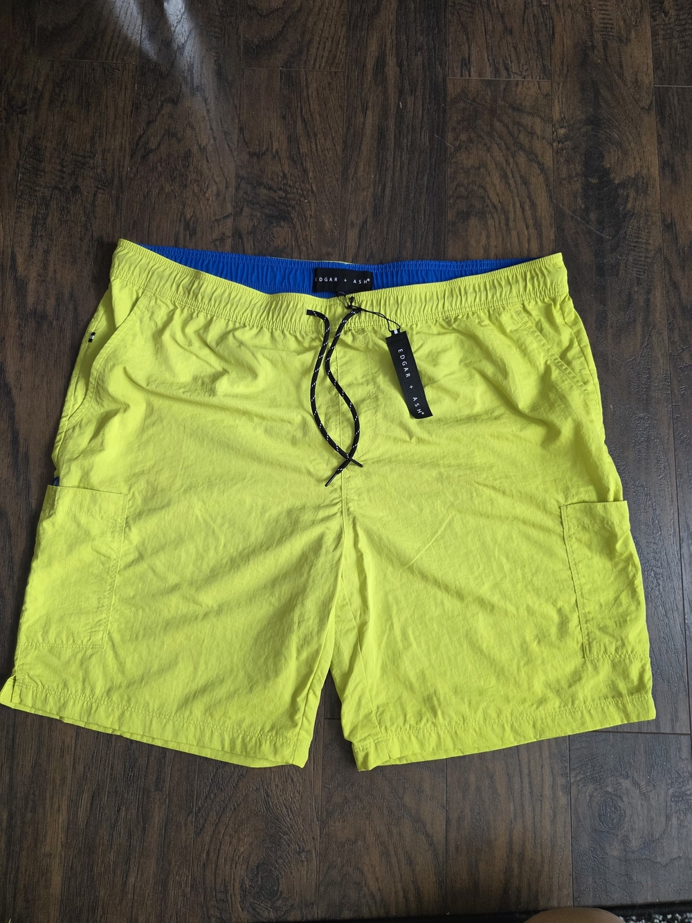 Edgar + Ash Neon Yellow Men's Swim Trunks with Drawstring Waist